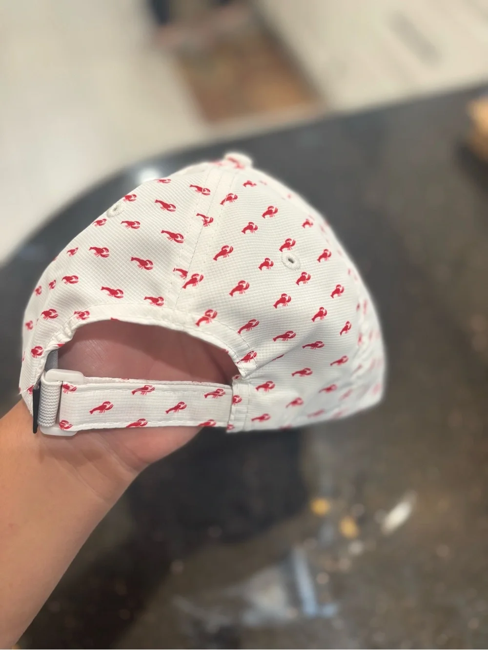 White Kids' Crab Print Cap with Embroidered Crab Patch